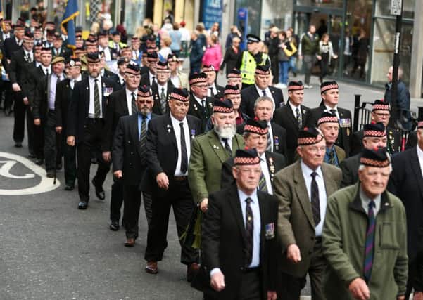 Justice for Northern Ireland Veterans Scotland parade in Glasgow. Picture: John Devlin