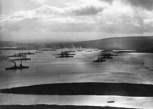 The German fleet anchored at Scapa Flow.