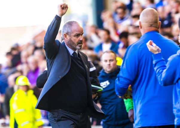Steve Clarke celebrates after Kilmarnock's 1-0 win over Hibs at Rugby Park.