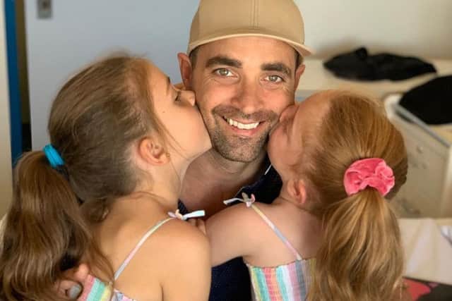 Gennaro Rapinese with his daughters Mia, seven, and Stella, six. Picture: Contributed