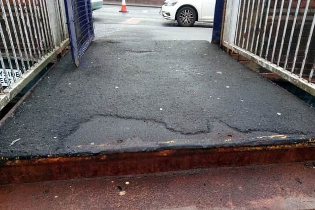 Rutted surface at the top of steps at Paisley Canal station. Picture: The Scotsman