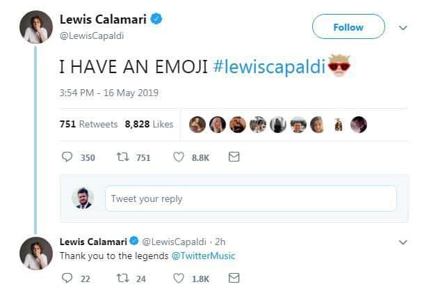 Lewis Capaldi celebrates getting his own emoji.