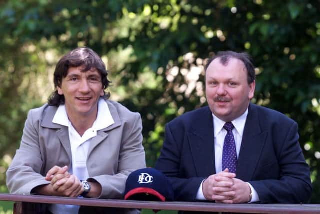 Chairman Jimmy Marr unveils Dundee's new manager Ivano Bonetti.