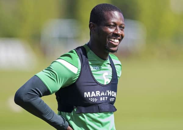 Marvin Bartley has a laugh at his final training session as a Hibs player. Picture: SNS Group