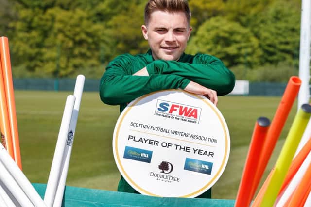 James Forrest has been unveiled as the Scottish Football Writers Associations Player of the Year. He also won the main PFA Scotland award. Photograph: Steve Welsh