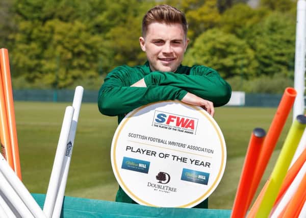 James Forrest has been unveiled as the Scottish Football Writers Associations Player of the Year. He also won the main PFA Scotland award. Photograph: Steve Welsh