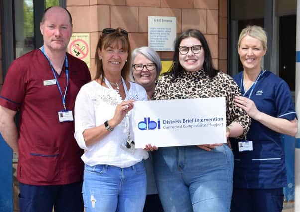 Andy Pender, DBI trained emergency department staff nurse at University Hospital Wishaw, Roseanne Collins from Lifelink who provide DBI support, and Julie Stachurska, 19, from Lanarkshire.