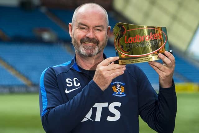 Steve Clarke, the Ladbrokes Premiership Manager of the Season, is this week expected to leave Kilmarnock and accept the job of Scotland boss. Picture: Bill Murray/SNS