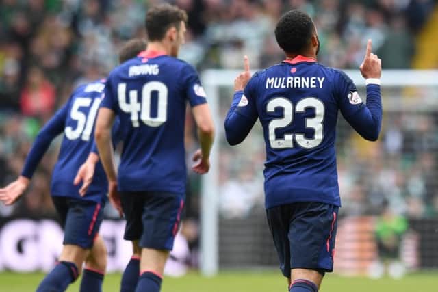 Hearts' Jake Mulraney celebrates his equaliser. Pic: SNS