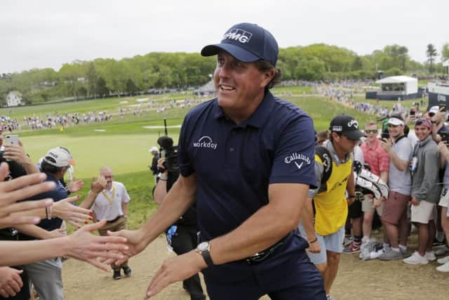 Phil Mickelson mingles with his adoring public after completing his final round at the US PGA at Bethpage Black in Farmingdale, New York. Picture: AP