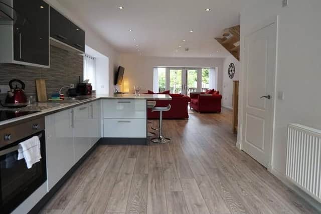 The contemporary kitchen is ideal for family living.
