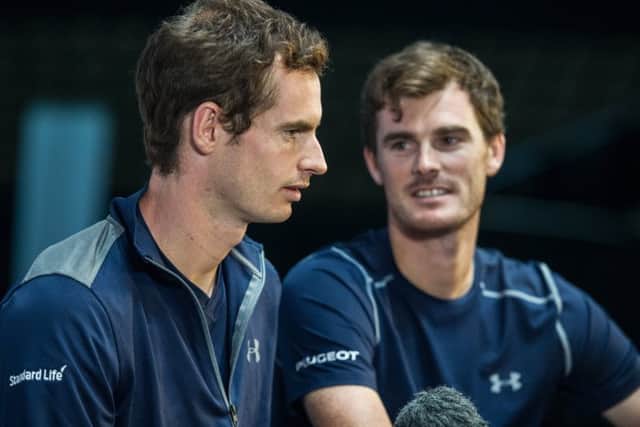 Andy Murray, left, is recovering from hip surgery. Picture: John Devlin