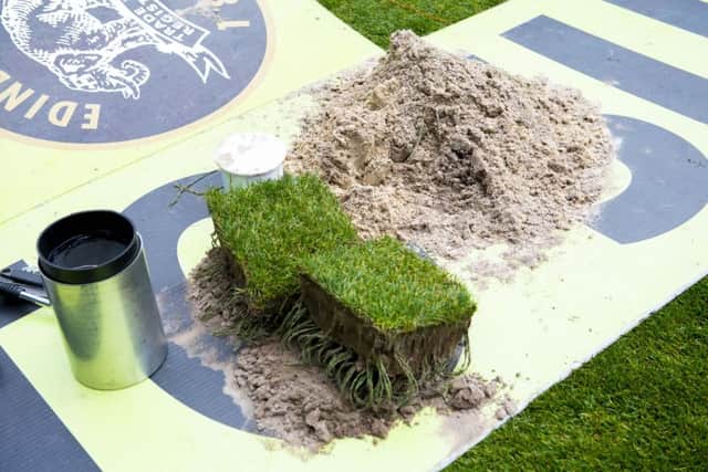 The parkhead turf being dug up.