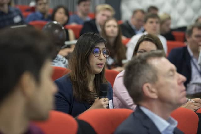 A delegate asks a question at The Scotsman's 2018 fintech conference in Glasgow. Picture: John Devlin