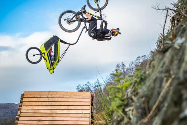 It took Danny MacAskill several months of preparations to film a "barrell roll" flip on a purpose-built ramp for the new video.