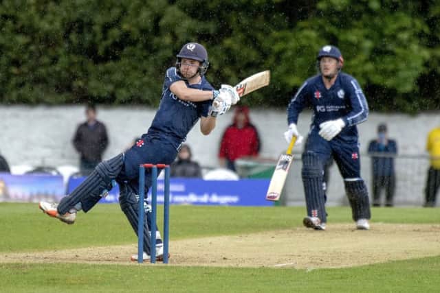 Scotland's Matthew Cross, batting with George Munsey, brought up his second ODI 50. Picture: Donald MacLeod/Cricket Scotland