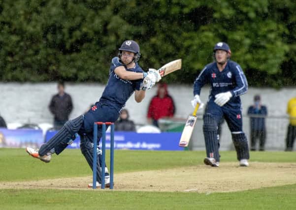 Scotland's Matthew Cross, batting with George Munsey, brought up his second ODI 50. Picture: Donald MacLeod/Cricket Scotland