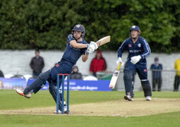 Scotland's Matthew Cross, batting with George Munsey, brought up his second ODI 50. Picture: Donald MacLeod/Cricket Scotland
