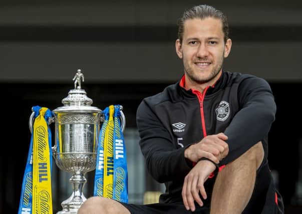 Hearts' Peter Haring with the William Hill Scottish Cup. Picture: Bill Murray/SNS