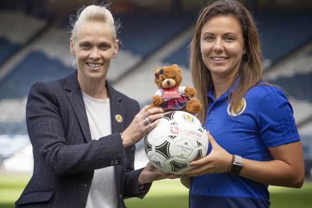 Scotland head coach Shelley Kerr, left, and captain Rachel Corsie are preparing for a friendly against Jamaica next week. Picture: Jane Barlow/PA.