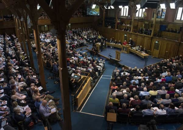 Day Three of the General Assembly of the Church of Scotland, Edinburgh. General View of the main hall. Picture: Andrew O'Brien