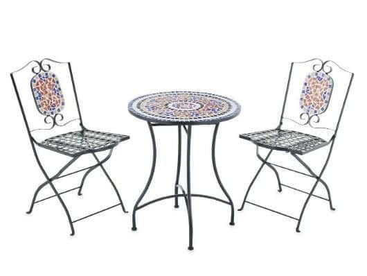 This stylish mosaic set offers the perfect spot for a morning coffee in the sun (Photo: Aldi)