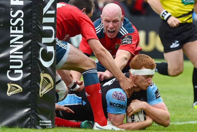 Rob Harley scores the first try of the 2015 Pro12 final. Picture: SNS
