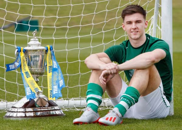Celtic's Kieran Tierney with the Scottish Cup. Picture:
