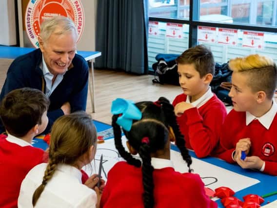 UN Special Rapporteur Philip Alston hears from Scottish school children (Picture: Bassam Khawaja)