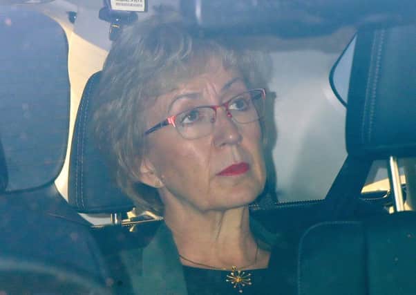Leader of the House of Commons Andrea Leadsom leaves the Houses of Parliament in Westminster. Picture: Yui Mok/PA Wire