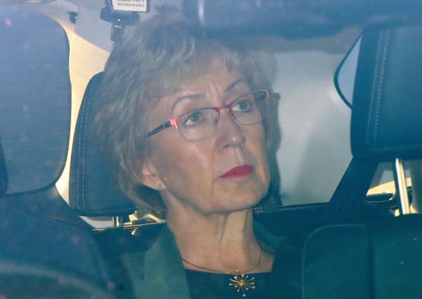 Leader of the House of Commons Andrea Leadsom leaves the Houses of Parliament in Westminster. Picture: Yui Mok/PA Wire