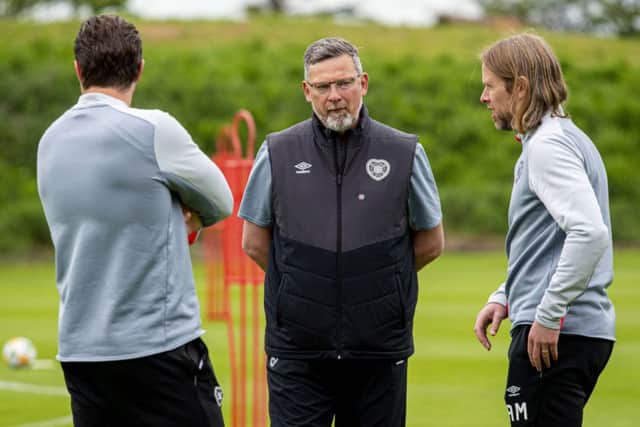 Hearts manager Craig Levein with his assistants Austin MacPhee and Jon Daly. Picture: Bill Murray/SNS