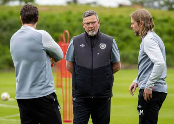 Hearts manager Craig Levein with his assistants Austin MacPhee and Jon Daly. Picture: Bill Murray/SNS