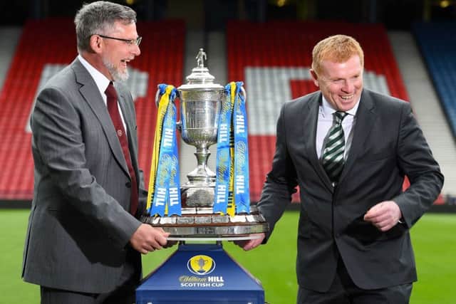 Hearts manager Craig Levein with Celtic counterpart Neil Lennon. Picture: Paul Devlin/SNS