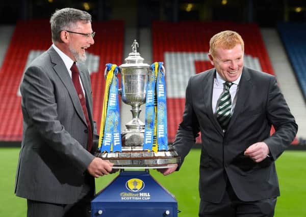 Hearts manager Craig Levein with Celtic counterpart Neil Lennon. Picture: Paul Devlin/SNS