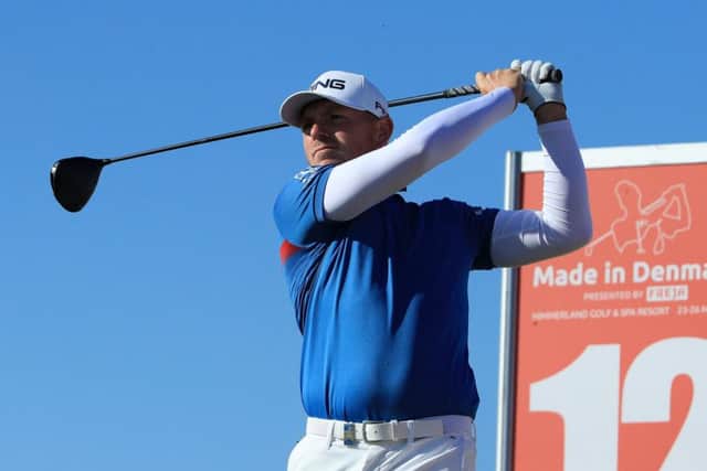 Matt Wallace tees off at the 12th on his way to  carding a four-under par 67 in the first round of the Made in Denmark tournament. Picture: Getty.