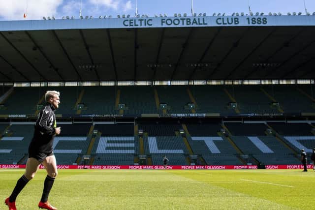 Glasgow Warriors' Stuart Hogg trains at Celtic Park. Picture: SNS