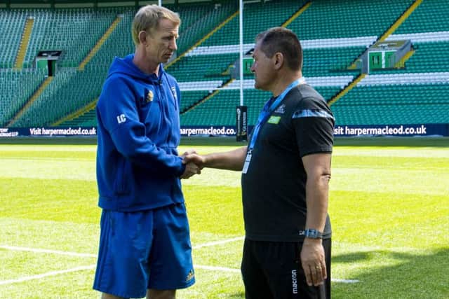 Leinster coach Leo Cullen, left, with Glasgow coach Dave Rennie. Picture: SNS