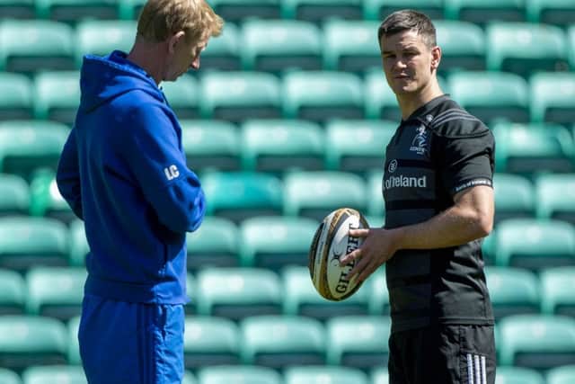 Leinster head coach Leo Cullen, left, speaks to Johnny Sexton. Picture: Bill Murray/SNS