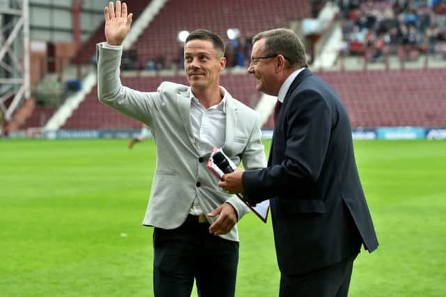 Ian Black acknowledges Hearts fans at Tynecastle at the start of last season. Picture: SNS