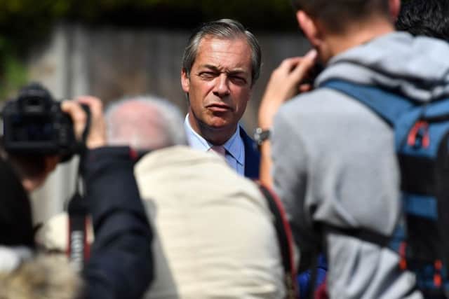 Nigel Farage arrives at Biggin Hill polling station to vote. Picture: Ben Stansall/Getty