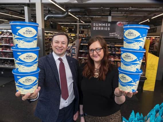 Bill Thain, Mackies national account manager, with Leigh Brogan, M&S Inverurie store manager. Picture: Newsline Media