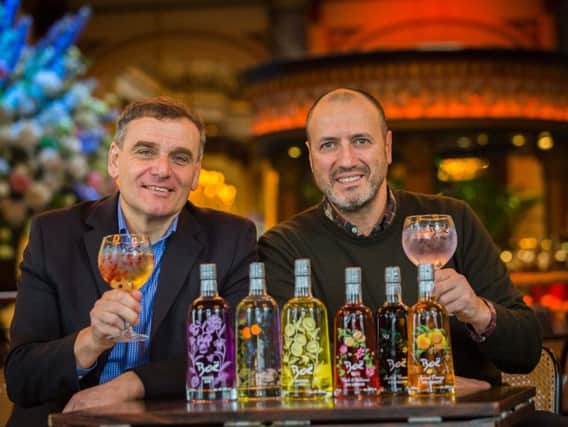From left: Boe Gin directors Andrew Richardson and Carlo Valente toast to sales success. Picture: Chris Watt