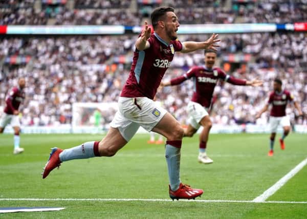 Aston Villa's John McGinn celebrates scoring his side's second goal of the Championship Play-off final aagainst Derby County. Picture: Scott Wilson/PA Wire