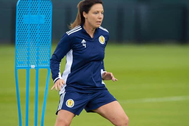 Rachel Corsie during a Scotland training session at Oriam in Edinburgh. Picture: Ross MacDonald/SNS
