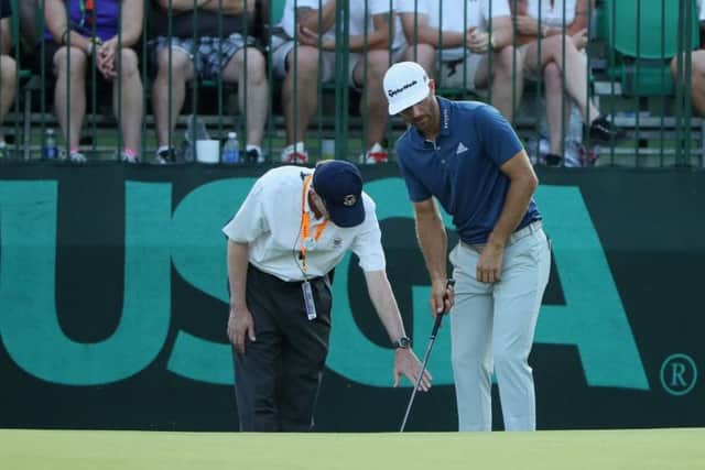 Dustin Johnson was involved in rules confusion at the 2016 US Open at Oakmont. Picture: Andrew Redington/Getty Images