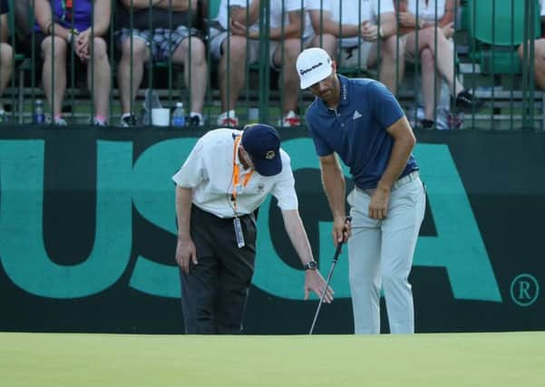 Dustin Johnson was involved in rules confusion at the 2016 US Open at Oakmont. Picture: Andrew Redington/Getty Images