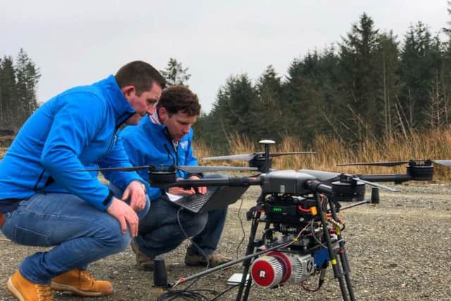 The team readies a drone for its next flight near Lochgilphead in Argyll and Bute. Picture: Contributed