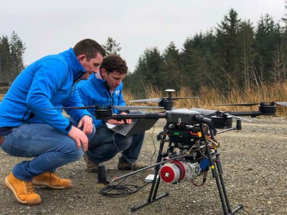 The team readies a drone for its next flight near Lochgilphead in Argyll and Bute. Picture: Contributed