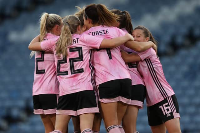 Scotland's Sophie Howard celebrates scoring against Jamaica during the international friendly match at Hampden Park. Picture: PA